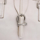 BURBERRY Hand Bag Leather White Silver Auth 202261-10