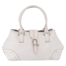 BURBERRY Hand Bag Leather White Silver Auth 202261-13