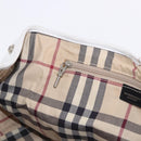 BURBERRY Hand Bag Leather White Silver Auth 202261-21