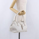 BURBERRY Hand Bag Leather White Silver Auth 202261-23