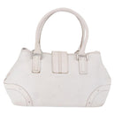 BURBERRY Hand Bag Leather White Silver Auth 202261-2