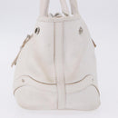BURBERRY Hand Bag Leather White Silver Auth 202261-4