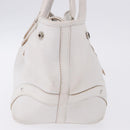 BURBERRY Hand Bag Leather White Silver Auth 202261-5