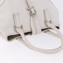 BURBERRY Hand Bag Leather White Silver Auth 202261-7