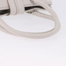 BURBERRY Hand Bag Leather White Silver Auth 202261-8