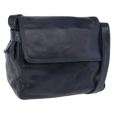 LOEWE Shoulder Bag Leather Navy Gold Tone Auth 202262