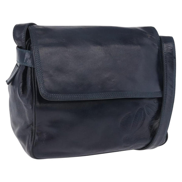 LOEWE Shoulder Bag Leather Navy Gold Tone Auth 202262