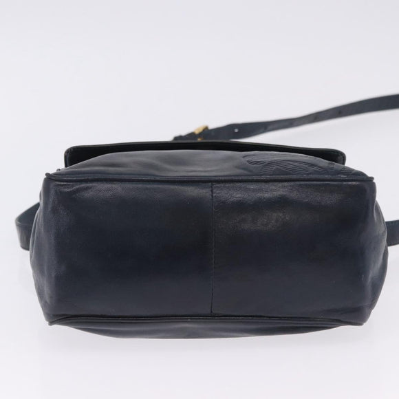 LOEWE Shoulder Bag Leather Navy Gold Tone Auth 202262