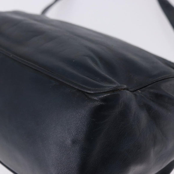 LOEWE Shoulder Bag Leather Navy Gold Tone Auth 202262