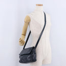 LOEWE Shoulder Bag Leather Navy Gold Tone Auth 202262-23