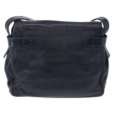 LOEWE Shoulder Bag Leather Navy Gold Tone Auth 202262 - 0