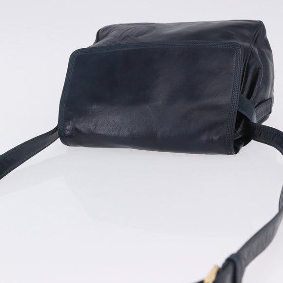 LOEWE Shoulder Bag Leather Navy Gold Tone Auth 202262