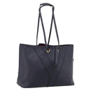 SAINT LAURENT Tote Bag Leather Navy Gold Tone Auth 202263A-1