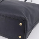SAINT LAURENT Tote Bag Leather Navy Gold Tone Auth 202263A-9
