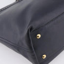 SAINT LAURENT Tote Bag Leather Navy Gold Tone Auth 202263A-10