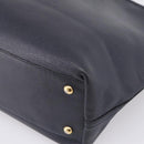 SAINT LAURENT Tote Bag Leather Navy Gold Tone Auth 202263A-14