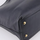 SAINT LAURENT Tote Bag Leather Navy Gold Tone Auth 202263A-15