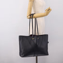 SAINT LAURENT Tote Bag Leather Navy Gold Tone Auth 202263A-17