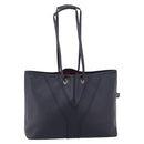 SAINT LAURENT Tote Bag Leather Navy Gold Tone Auth 202263A-13