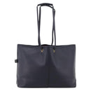 SAINT LAURENT Tote Bag Leather Navy Gold Tone Auth 202263A-2