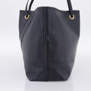 SAINT LAURENT Tote Bag Leather Navy Gold Tone Auth 202263A-4