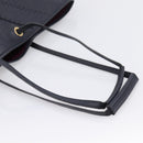 SAINT LAURENT Tote Bag Leather Navy Gold Tone Auth 202263A-7