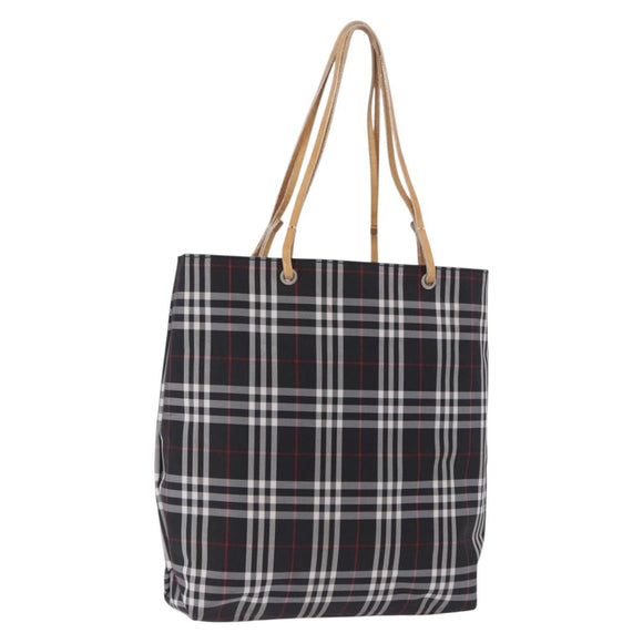 BURBERRY Nova Check Tote Bag Canvas Black Beige Auth 202264
