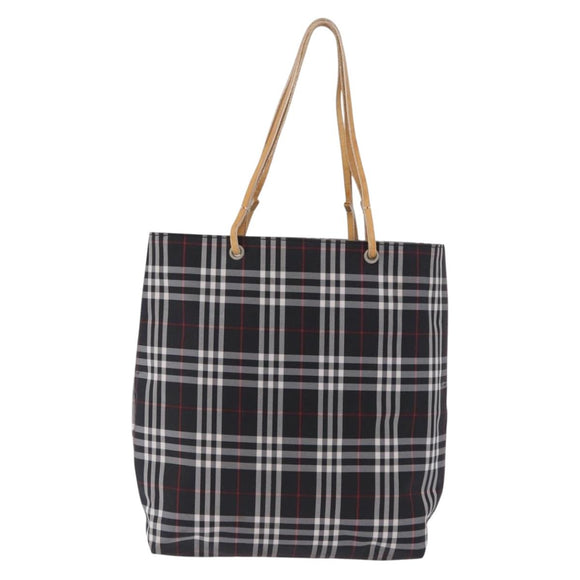 BURBERRY Nova Check Tote Bag Canvas Black Beige Auth 202264