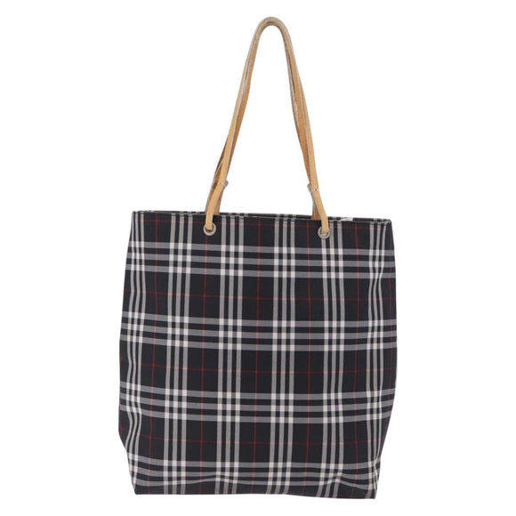BURBERRY Nova Check Tote Bag Canvas Black Beige Auth 202264
