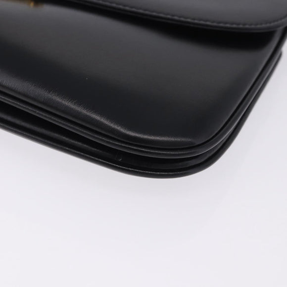 BALLY Shoulder Bag Leather Black Gold Tone Auth 202267A