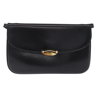 BALLY Shoulder Bag Leather Black Gold Tone Auth 202267A - 0