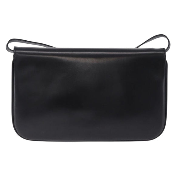 BALLY Shoulder Bag Leather Black Gold Tone Auth 202267A