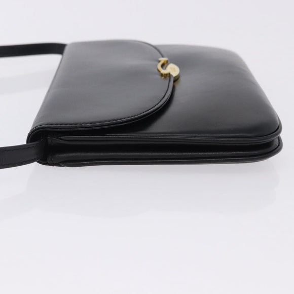 BALLY Shoulder Bag Leather Black Gold Tone Auth 202267A