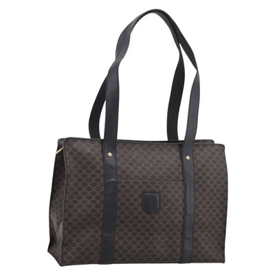 CELINE Macadam Tote Bag PVC Leather Black Gold Tone Auth 202273