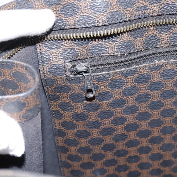 CELINE Macadam Tote Bag PVC Leather Black Gold Tone Auth 202273