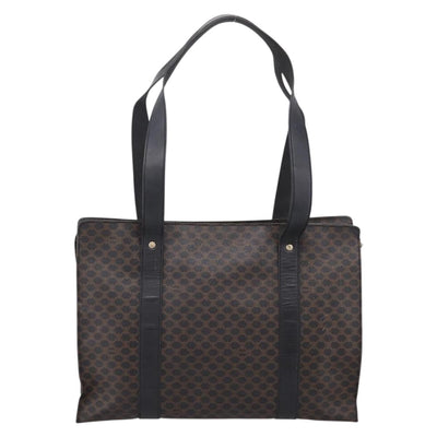 CELINE Macadam Tote Bag PVC Leather Black Gold Tone Auth 202273 - 0