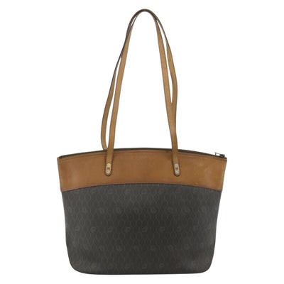 Christian Dior Honeycomb Tote Bag PVC Leather Khaki Gold Tone Auth 202274 - 0