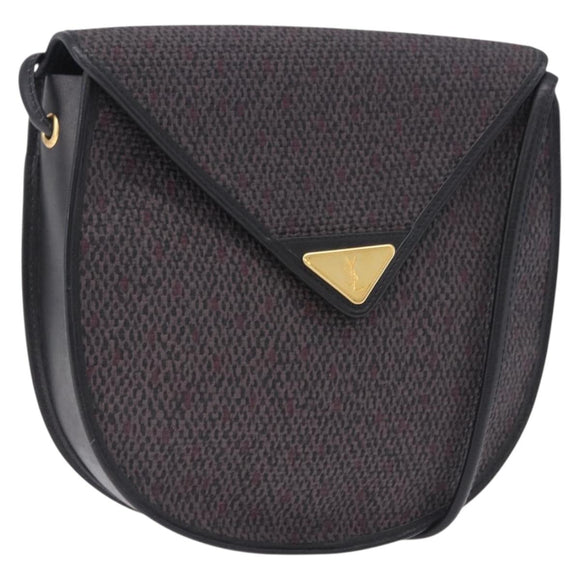 SAINT LAURENT Shoulder Bag Canvas Purple Gold Tone Auth 202276A