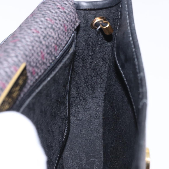 SAINT LAURENT Shoulder Bag Canvas Purple Gold Tone Auth 202276A