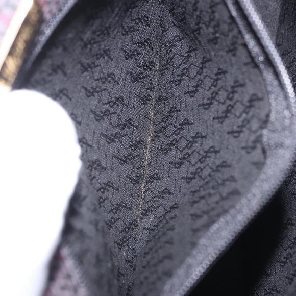 SAINT LAURENT Shoulder Bag Canvas Purple Gold Tone Auth 202276A