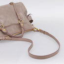 Miu Miu Vitellolux Hand Bag Leather 2way Gray Gold Auth 202277M-9