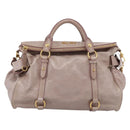 Miu Miu Vitellolux Hand Bag Leather 2way Gray Gold Auth 202277M-13