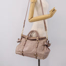 Miu Miu Vitellolux Hand Bag Leather 2way Gray Gold Auth 202277M-26