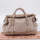 Miu Miu Vitellolux Hand Bag Leather 2way Gray Gold Auth 202277M-12