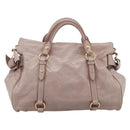 Miu Miu Vitellolux Hand Bag Leather 2way Gray Gold Auth 202277M-2