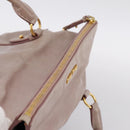 Miu Miu Vitellolux Hand Bag Leather 2way Gray Gold Auth 202277M-6