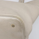BVLGARI Tote Bag Leather Silver Auth 202279-12