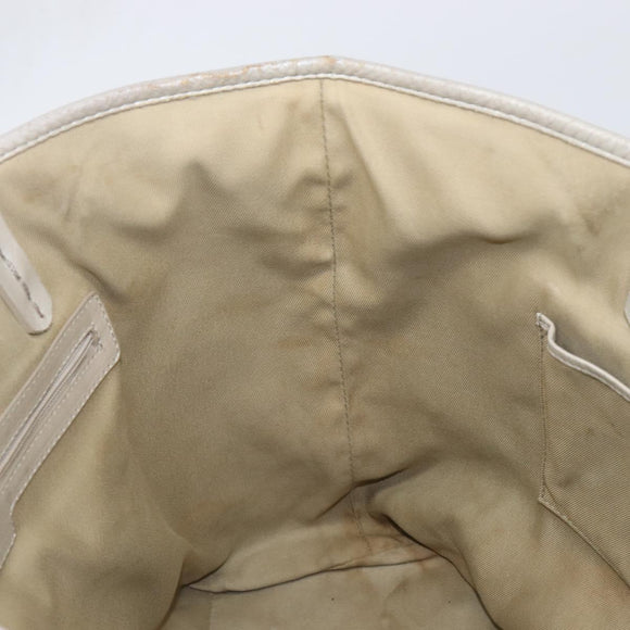 BVLGARI Tote Bag Leather Silver Auth 202279