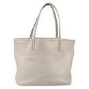 BVLGARI Tote Bag Leather Silver Auth 202279-2