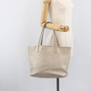 BVLGARI Tote Bag Leather Silver Auth 202279-21